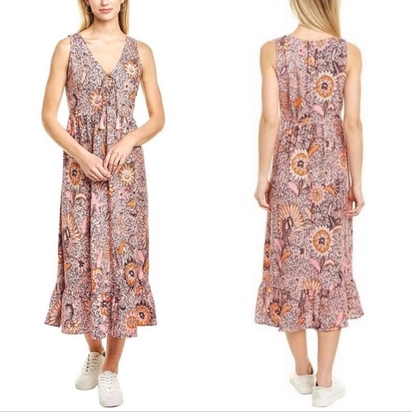 Madewell Dresses & Skirts - Madewell Lace-Up Ruffle-Hem Midi Dress in Bali Blooms